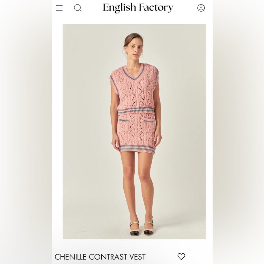 NWOT English Factory Chenille Contrast Vest